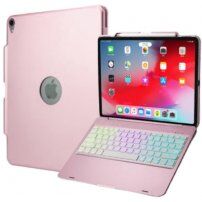 Husă cu tastatură iluminare și agățătoare, pentru Apple Pencil pentru iPad Pro 12,9" (2018/2020) - roz