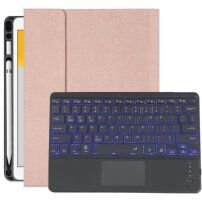 Husă cu tastatură iluminare, touchpad și spațiu pentru Apple Pencil pentru iPad Pro 12,9" (2018-2022) - roz
