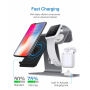 Suport de încărcare Bestand 3in1 pentru Apple Watch / AirPods și încărcare rapidă wireless iPhone - gri