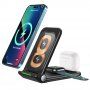 3în1 suport pliabil wireless multifuncțional pentru iPhone / Apple Watch / Airpods - negru
