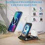 3în1 suport pliabil wireless multifuncțional pentru iPhone / Apple Watch / Airpods - negru