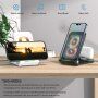 3în1 suport pliabil wireless multifuncțional pentru iPhone / Apple Watch / Airpods - negru