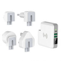Încărcător / powerbank 6700mAh, cu mufe interschimbabile (AU / UK / US / EU) şi încărcare wireless