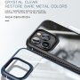 Husă transparentă rezistentă la șocuri cu textura din carbon pentru iPhone 14 Pro - albastru