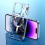 Husă transparentă cu model de flori și MagSafe pentru iPhone 13 Pro - albastru deschis