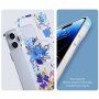 Husă transparentă cu model de flori și MagSafe pentru iPhone 14 Pro - maro
