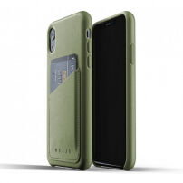 Husă Mujjo Full Leather Wallet, pentru iPhone XR - măsliniu