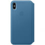 Husă originală Apple Folio, din piele, pentru iPhone XS Max - albastru-gri