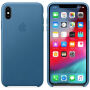 Husă originală Apple, din piele, pentru iPhone XS Max -albastru-gri