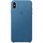 Husă originală Apple, din piele, pentru iPhone XS Max -albastru-gri