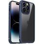 Husă transparentă rezistentă la șocuri cu textura din carbon pentru iPhone 14 Pro - albastru