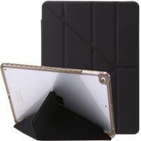 Carcasă cu partea din spate transparentă și suport origami pentru iPad 9,7" (2017/2018) / Air 1 / 2 / Pro 9,7" - negru
