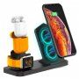Stativ de încărcare rapidă 3 în 1, pentru încărcare wireless, pentru iPhone / Apple Watch / AirPods - negru