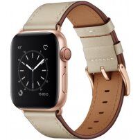 Curea elegantă din piele naturală pentru Apple Watch 42mm / 41mm / 40mm / 38mm - bej