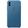 Husă originală Apple, din piele, pentru iPhone XS - albastru-gri