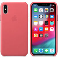 Husă originală Apple, din piele, pentru iPhone XS - roz de bujor
