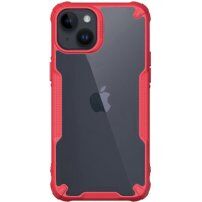 Carcasă transparentă cu marginile întărite pentru iPhone 14 - roșu