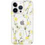 Husă transparentă cu model de flori și MagSafe pentru iPhone 13 Pro - galben
