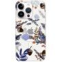 Husă transparentă cu model de flori și MagSafe pentru iPhone 14 Pro - albastru deschis
