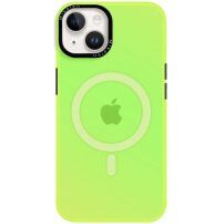 Husă schimbabilă cu un cadru în jurul lentilelor și MagSafe pentru iPhone 14 - verde neon