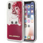 Husă Karl Lagerfeld Peek a Boo Liquid Glitter, pentru iPhone X - roşu