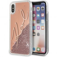 Husă Karl Lagerfeld Signature, pentru iPhone X - roz