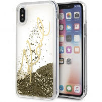 Husă Karl Lagerfeld Karl Signature Liquid Glitter, pentru iPhone X - auriu