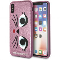 Husă Karl Lagerfeld Karl and Choupette, pentru iPhone X - roz