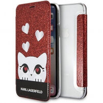 Husă Karl Lagerfeld Valentines Choupette Book, pentru iPhone X - roşu