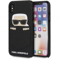 Husă Karl Lagerfeld Sneaky Karl, pentru iPhone X - negru