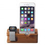 Stativ de încărcare 2 în 1, din lemn, pentru iPhone / Apple Watch - lemn de bambus
