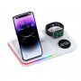 Încărcător wireless multifunctional 4în1 cu ceas pentru iPhone / Apple Watch / Airpods - alb
