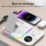 Încărcător wireless multifunctional 4în1 cu ceas pentru iPhone / Apple Watch / Airpods - alb