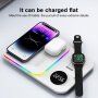 Încărcător wireless multifunctional 4în1 cu ceas pentru iPhone / Apple Watch / Airpods - alb