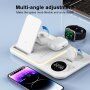 Încărcător wireless multifunctional 4în1 cu ceas pentru iPhone / Apple Watch / Airpods - alb