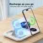 Încărcător wireless multifunctional 4în1 cu ceas pentru iPhone / Apple Watch / Airpods - alb