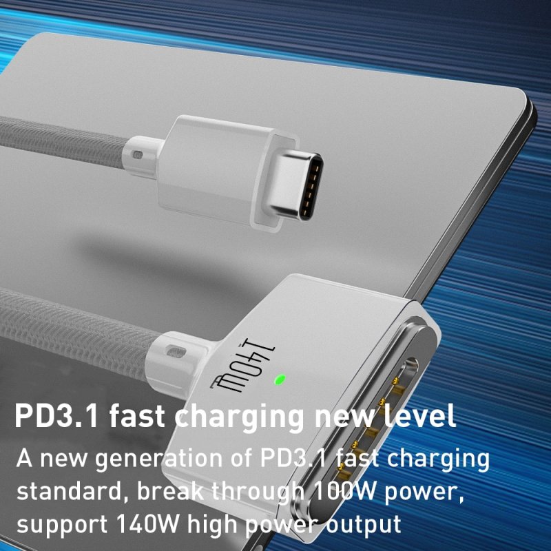 Cablu de încărcare magnetic împletit PD 140W USB-C / MagSafe 3