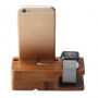 Stativ de încărcare 2 în 1, din lemn, pentru iPhone / Apple Watch - lemn de bambus