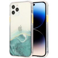 Carcasă din marmură rezistentă la zgârieturi pentru iPhone 14 Pro - turcoaz