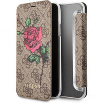 Husă Guess 4G Flower Desire Book, pentru iPhone X - maro