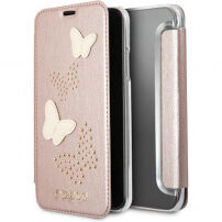 Husă Guess Studs and Sparkle Book, pentru iPhone X - roz-auriu