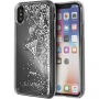 Husă Guess Liquid Glitter, pentru iPhone X - argintiu