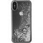 Husă Guess Liquid Glitter, pentru iPhone X - argintiu