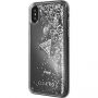 Husă Guess Liquid Glitter, pentru iPhone X - argintiu