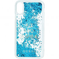 Carcasă spate Guess Liquid Glitter, pentru iPhone X - albastru