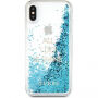 Carcasă spate Guess Liquid Glitter, pentru iPhone X - albastru