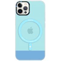 Husă transparentă cu MagSafe pentru iPhone 12 Pro Max - albastru