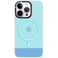 Husă transparentă cu MagSafe pentru iPhone 13 Pro Max - albastru