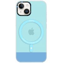 Husă transparentă cu MagSafe pentru iPhone 14 - albastru