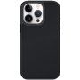 Husă din piele cu cadru metalizat pentru iPhone 14 Pro - negru